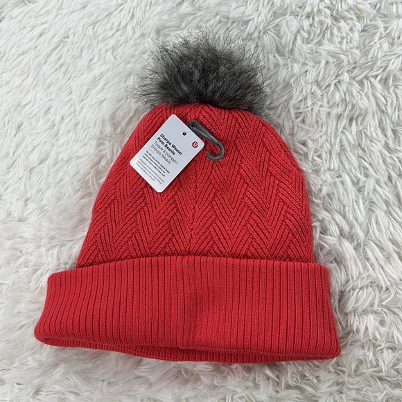 lululemon athletica Accessories - NWT Lululemon Sherpa Weave Pom Beanie Watermelon Red